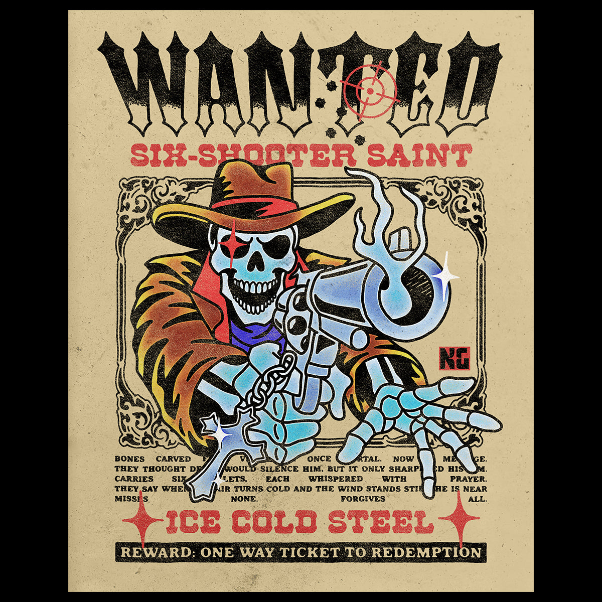 WANTED SIX SHOOTER SAINT - POSTER