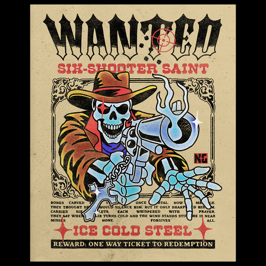 WANTED SIX SHOOTER SAINT - POSTER
